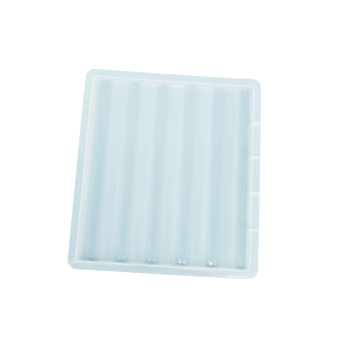 Silicone mould for casting a smooth square coaster in Reslin