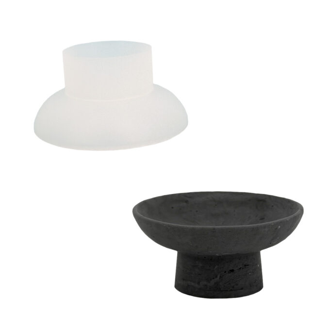 Silicone mould for casting a round bowl with foot in Jesmonite or Reslin