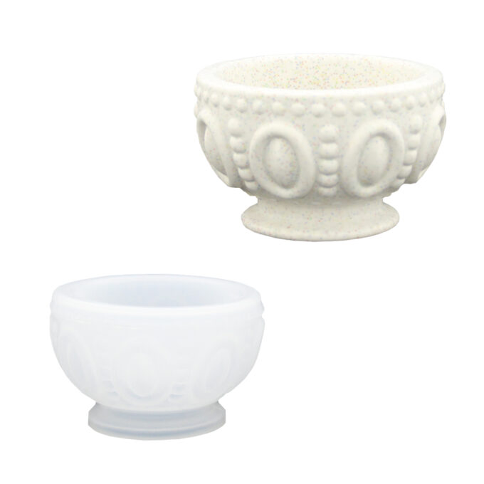 Silicone mould for casting a decorated Jesmonite tealight holder