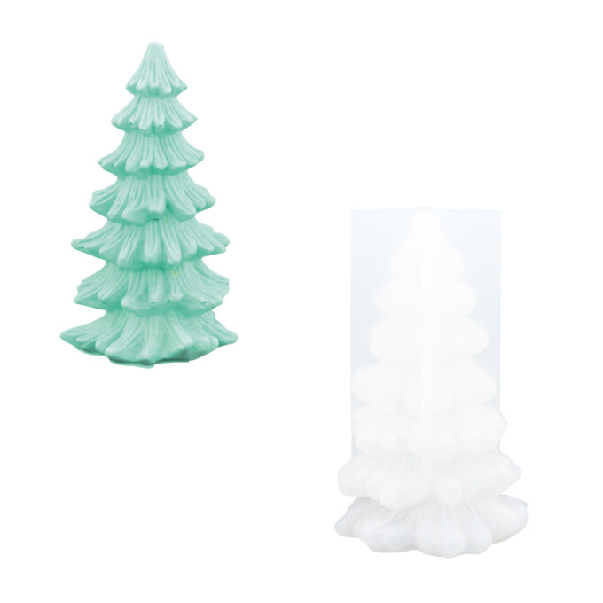 Silicone mould for casting a narrow Jesmonite Christmas tree decoration
