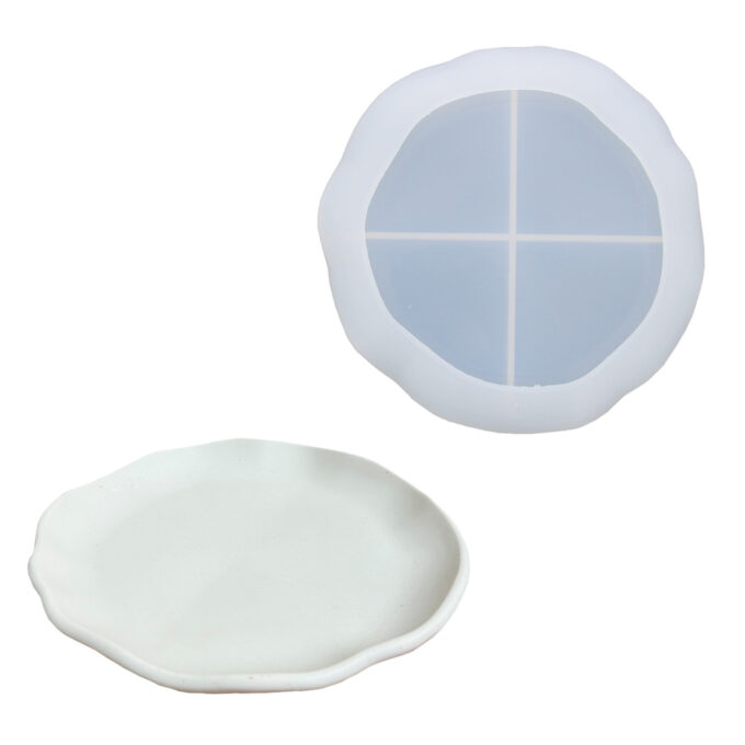Silicone mould for casting an irregular circle Jesmonite bowl