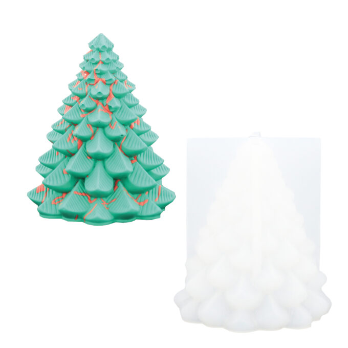 Silicone mould for casting a wide Jesmonite Christmas tree decoration