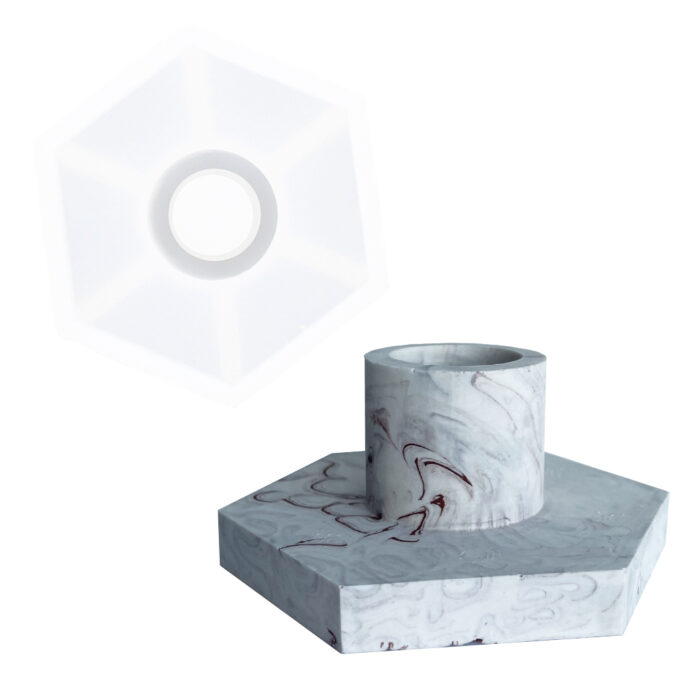 Silicone mould for casting a Jesmonite candle holder