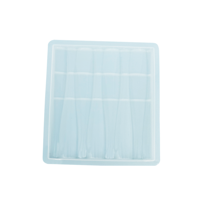 Silicone mould for casting a wavy square coaster in Reslin