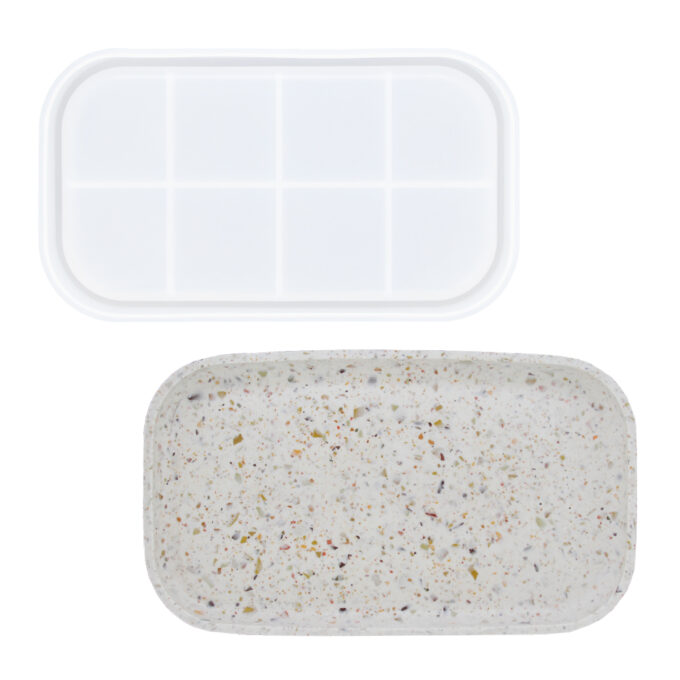Silicone mould for casting a rounded rectangular Jesmonite tray