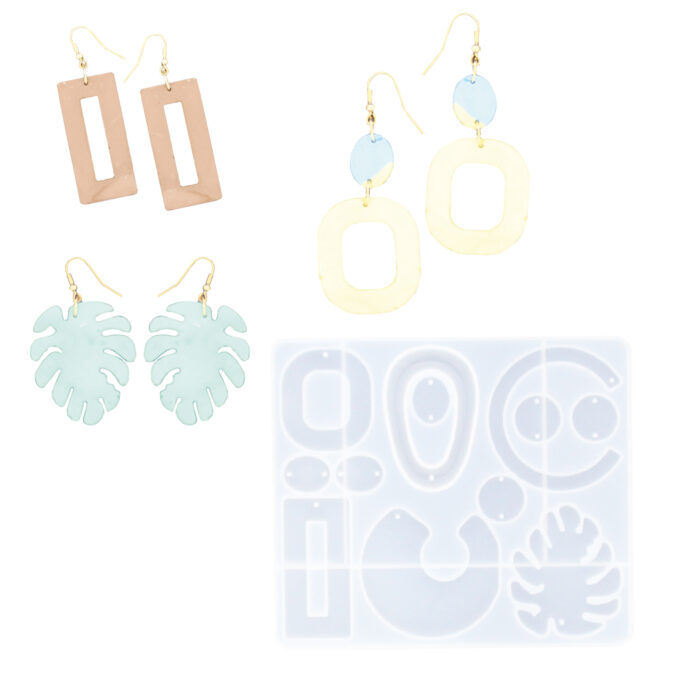 Silicone mould for casting abstract Jesmonite earrings