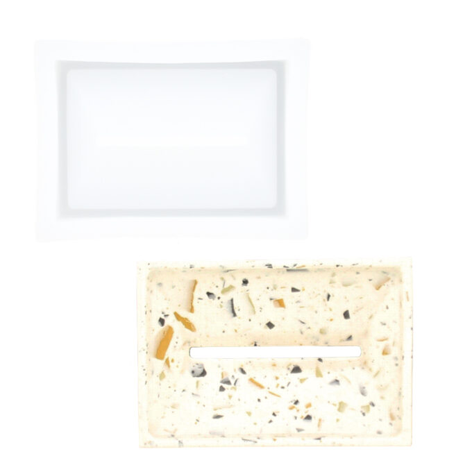 Silicone mould for casting a Jesmonite soap dish