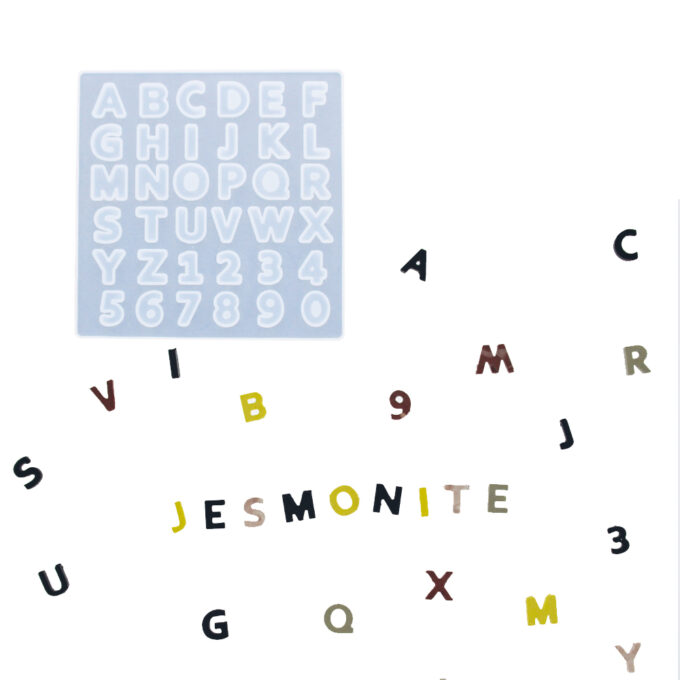Silicone mould for casting Jesmonite letters and numbers