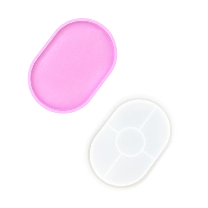 Silicone mould for casting a small oval Jesmonite tray