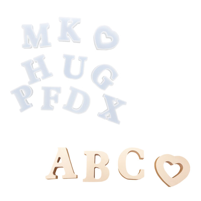 Silicone mould set for casting complete alphabet letters