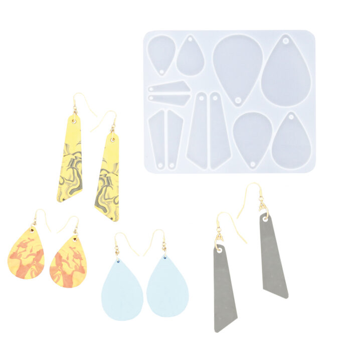 Silicone mould for casting teardrop-shaped Jesmonite earrings