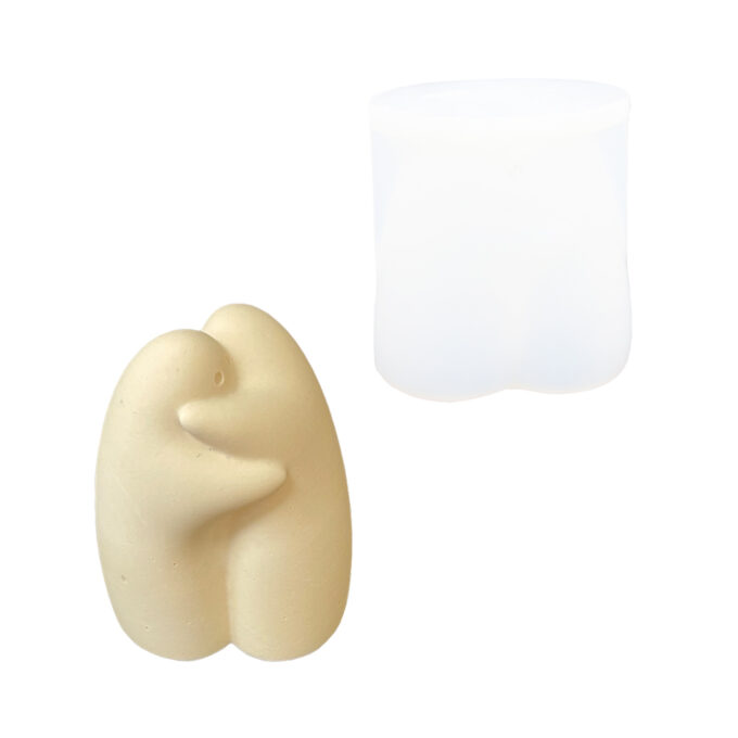 Silicone mould for casting a cuddling figure sculpture in Jesmonite