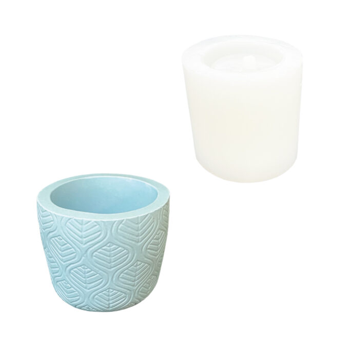 Silicone mould for casting a patterned flowerpot in Jesmonite