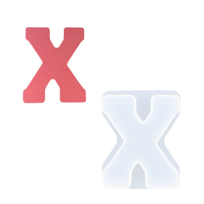 Silicone mould for casting the letter X in Jesmonite