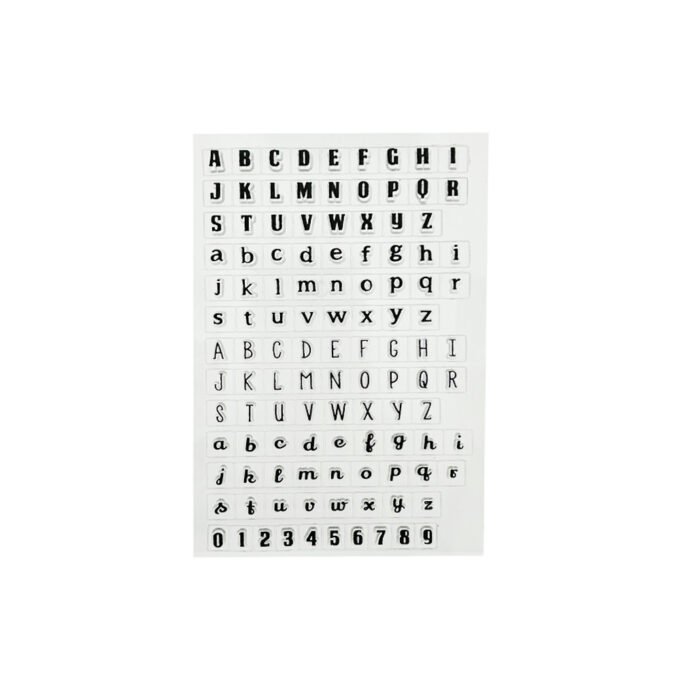 Clear silicone stamps with letters and numbers for imprinting Jesmonite castings