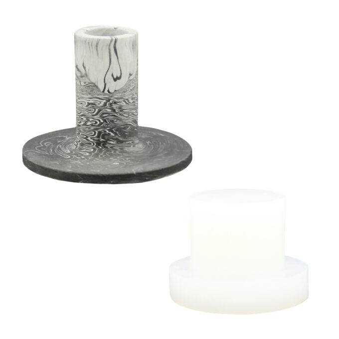 Silicone mould for casting a tall Jesmonite candle holder