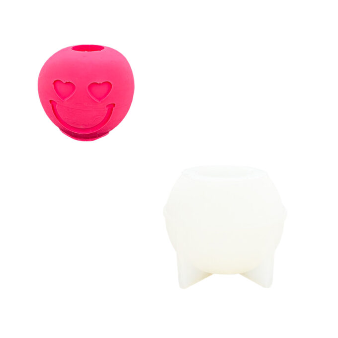 Silicone mould for casting a Jesmonite candle holder with love smile design