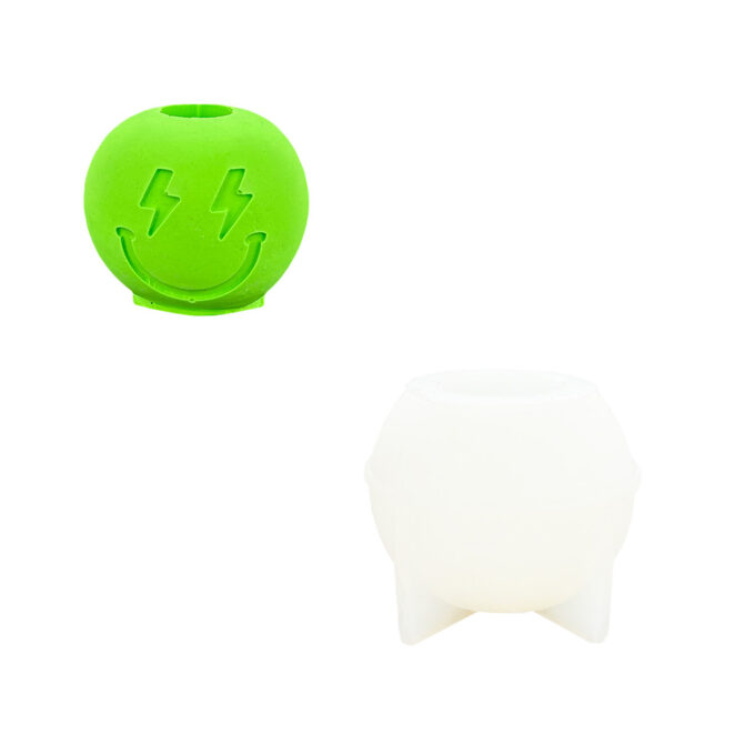 Silicone mould for casting a Jesmonite candle holder with lightning smile design