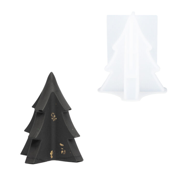 Silicone mould for casting a small Jesmonite Christmas tree decoration