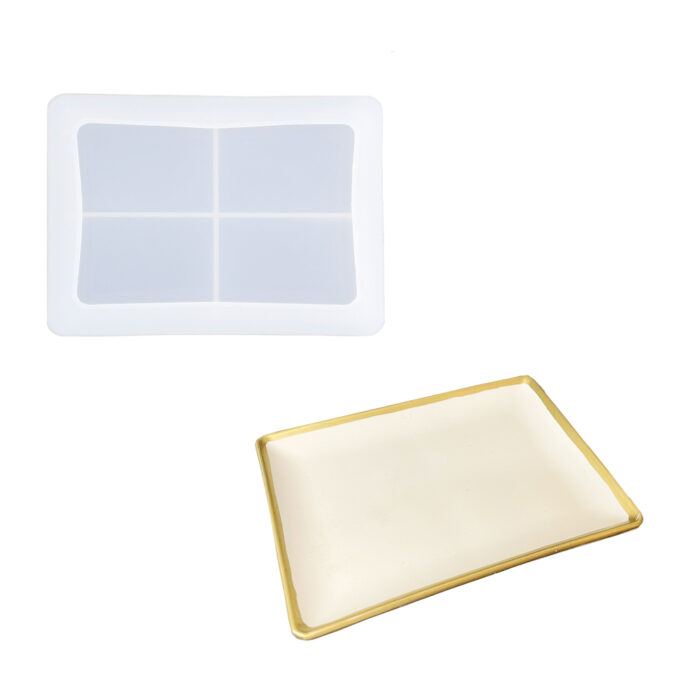 Silicone mould for casting a rectangular Jesmonite trinket dish