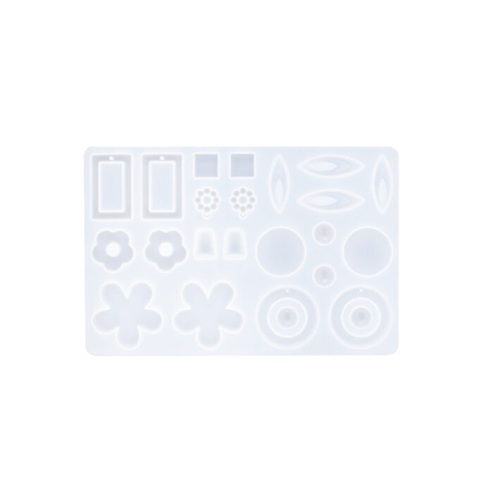Silicone mould for casting a collection of earring designs in Reslin