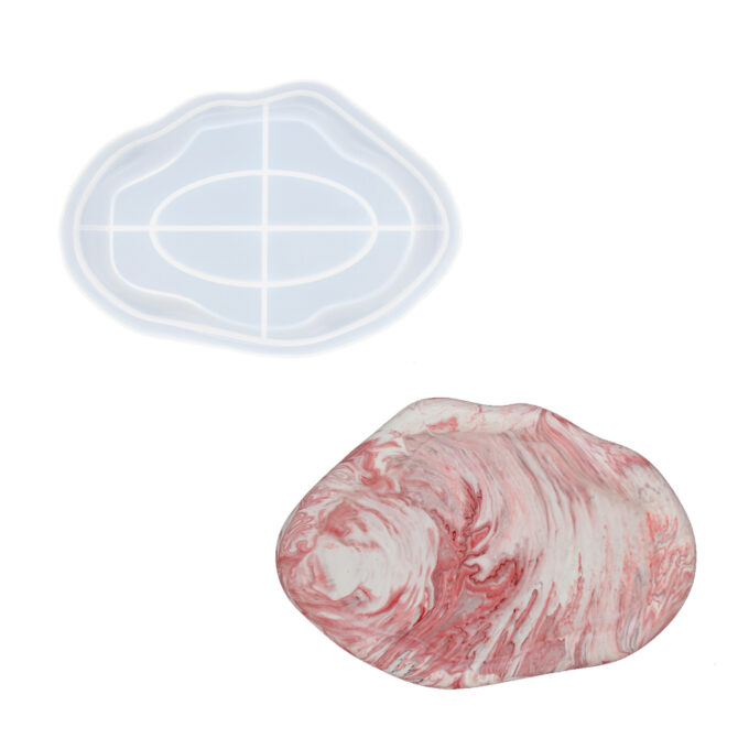 Silicone mould for casting an oval cloud-shaped Jesmonite tray