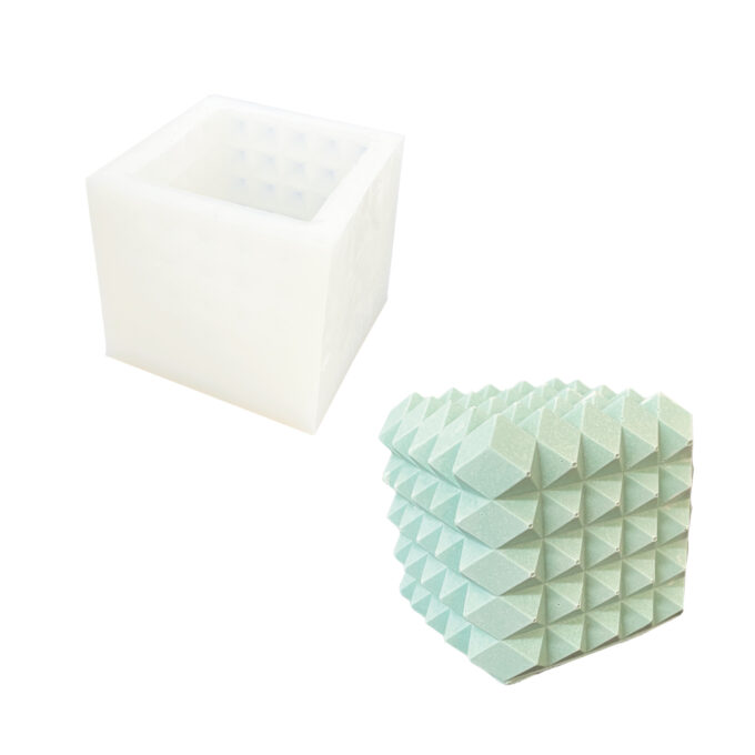 Moule en silicone pour le moulage d'un motif en losange Jesmonite cube