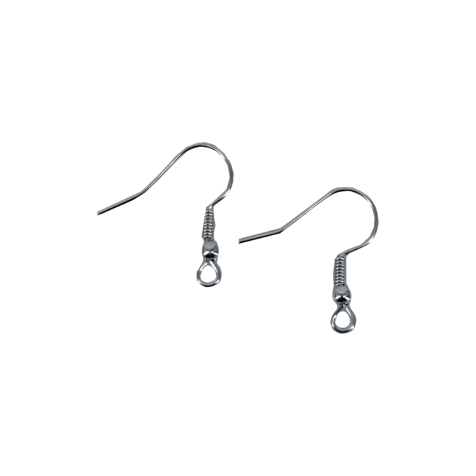 Silver metal earring hooks, 20 pieces, for Reslin jewellery making