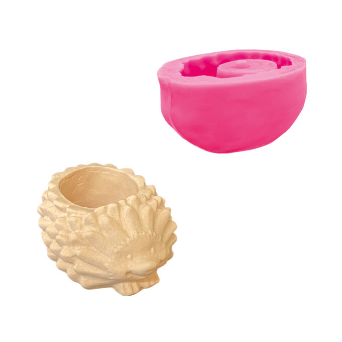 Silicone mould for casting a hedgehog figurine in Jesmonite