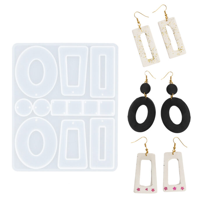 Silicone mould for casting retro-style Jesmonite earrings