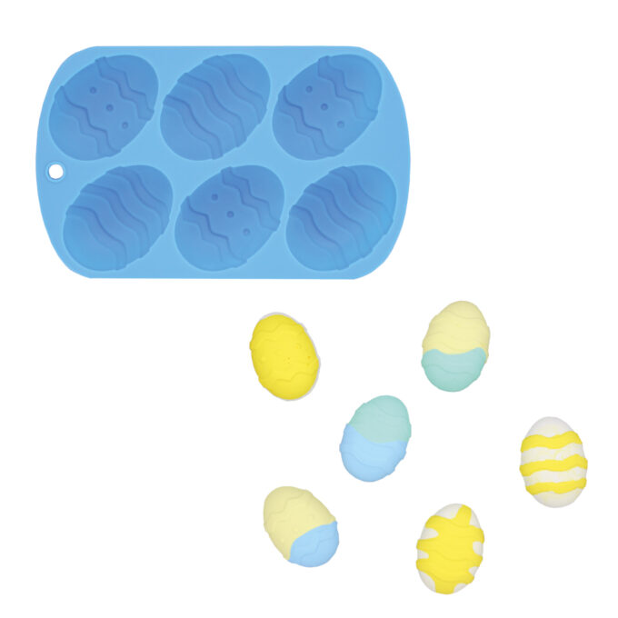 Moule en silicone à six cavités pour le moulage Jesmonite demi-œufs