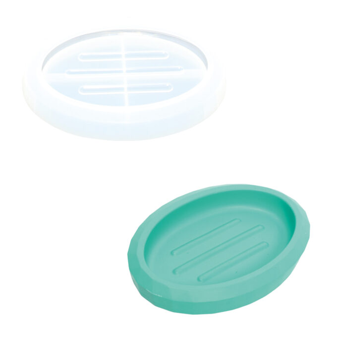 Silicone mould for casting a Jesmonite soap tray