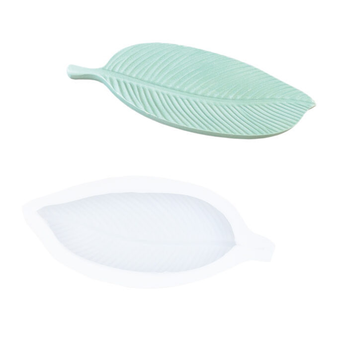 Silicone mould for casting a leaf decoration in Jesmonite