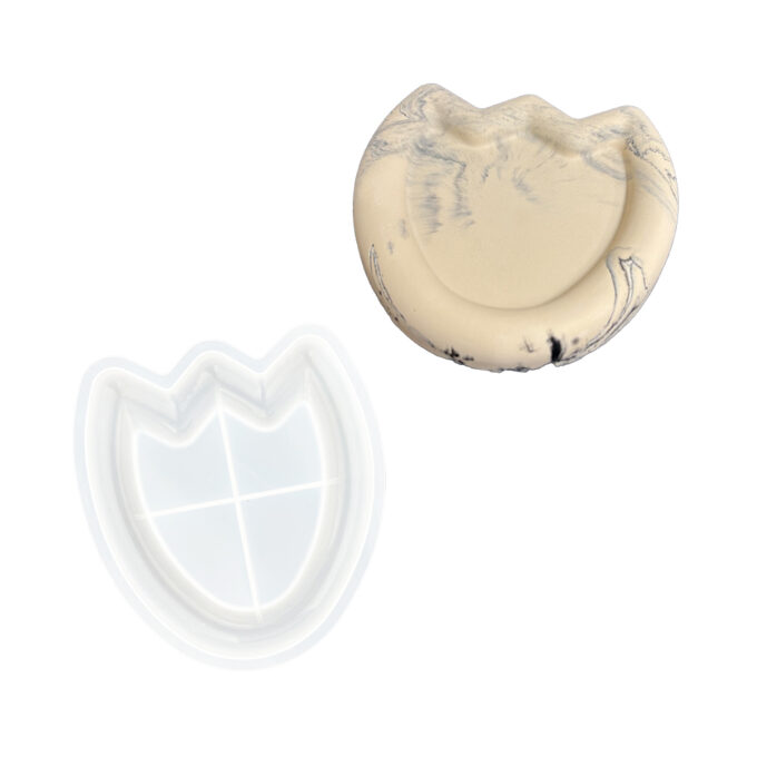 Silicone mould for casting a Jesmonite tulip-shaped trinket dish