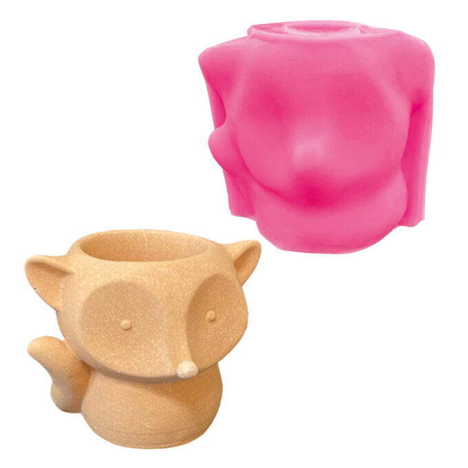 Silicone mould for casting a fox figurine in Jesmonite