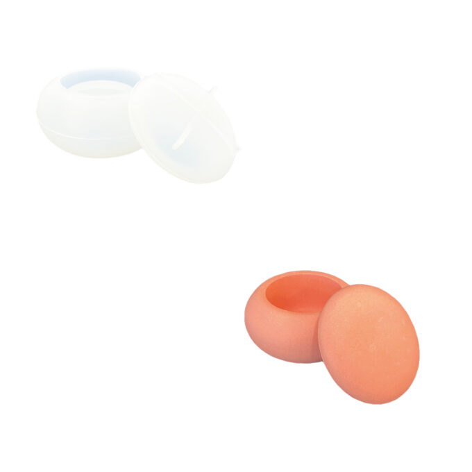 Silicone mould for casting a storage jar with lid in Jesmonite