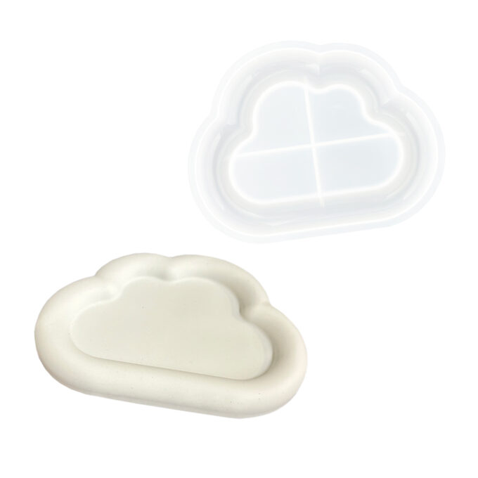 Silicone mould for casting a Jesmonite cloud-shaped trinket dish