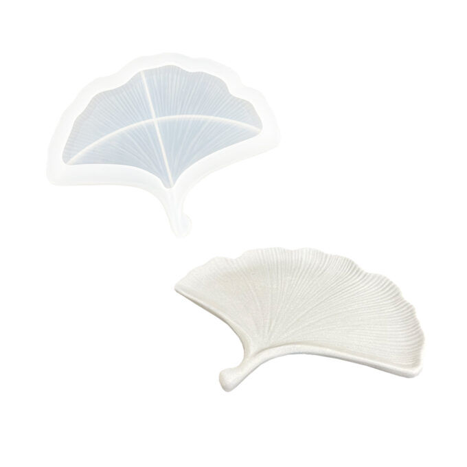 Silicone mould for casting a Jesmonite fan-shaped leaf decoration