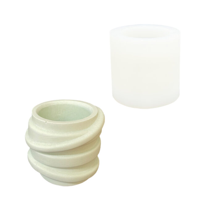 Silicone mould for casting a candle cup in Jesmonite