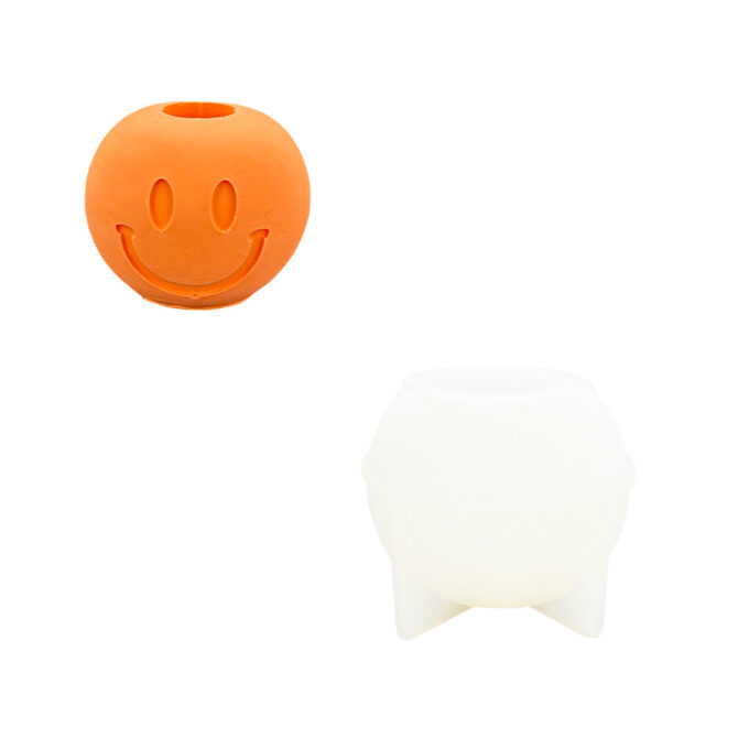 Silikonform für gießen A Jesmonite Kerzenhalter mit Smiley-Design