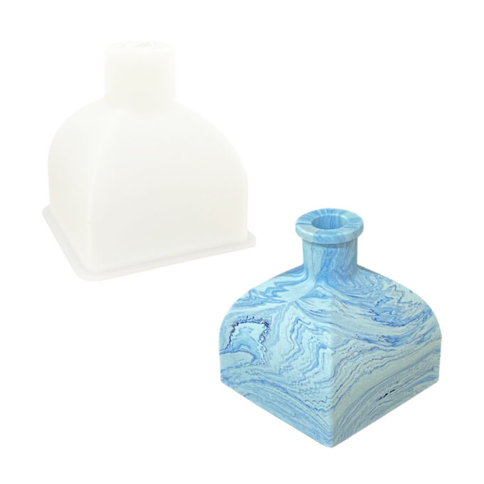 Silicone mould for casting a four-corner vase in Jesmonite or Reslin