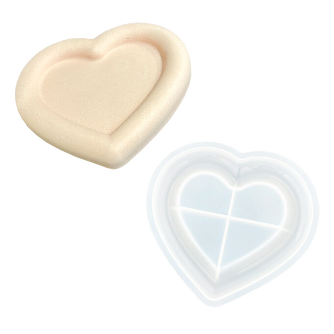 Silicone mould for casting a Jesmonite heart-shaped trinket dish