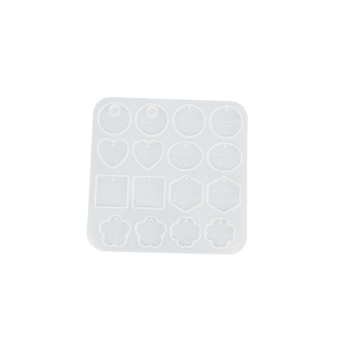 Silicone mould for casting heart-shaped earrings in Reslin