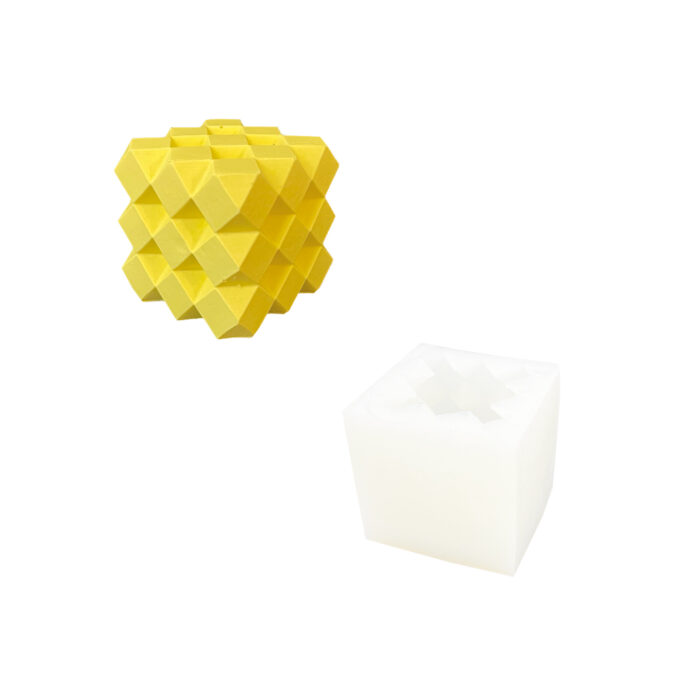 Moule en silicone pour le moulage d'une pièce à facettes Jesmonite cube