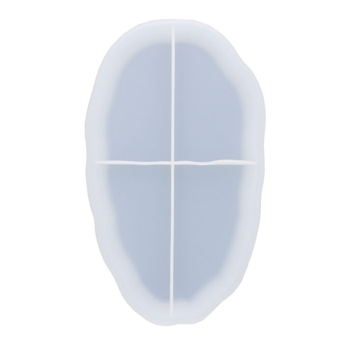 Silicone mould for casting an organic irregular oval bowl in Reslin