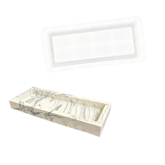 Silicone mould for casting a small rectangular Jesmonite dish