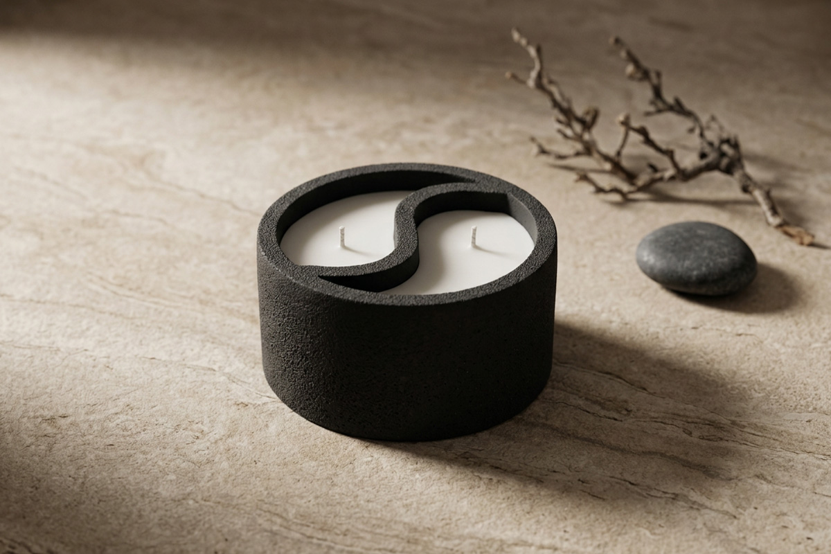 Objet Jesmonite® AC84 avec une finition béton dépoli à l'acide