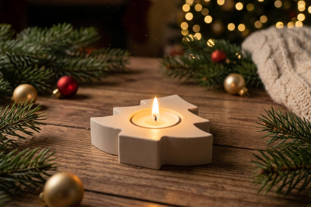 en forme de sapin de Noël Jesmonite porte-bougie chauffe-plat