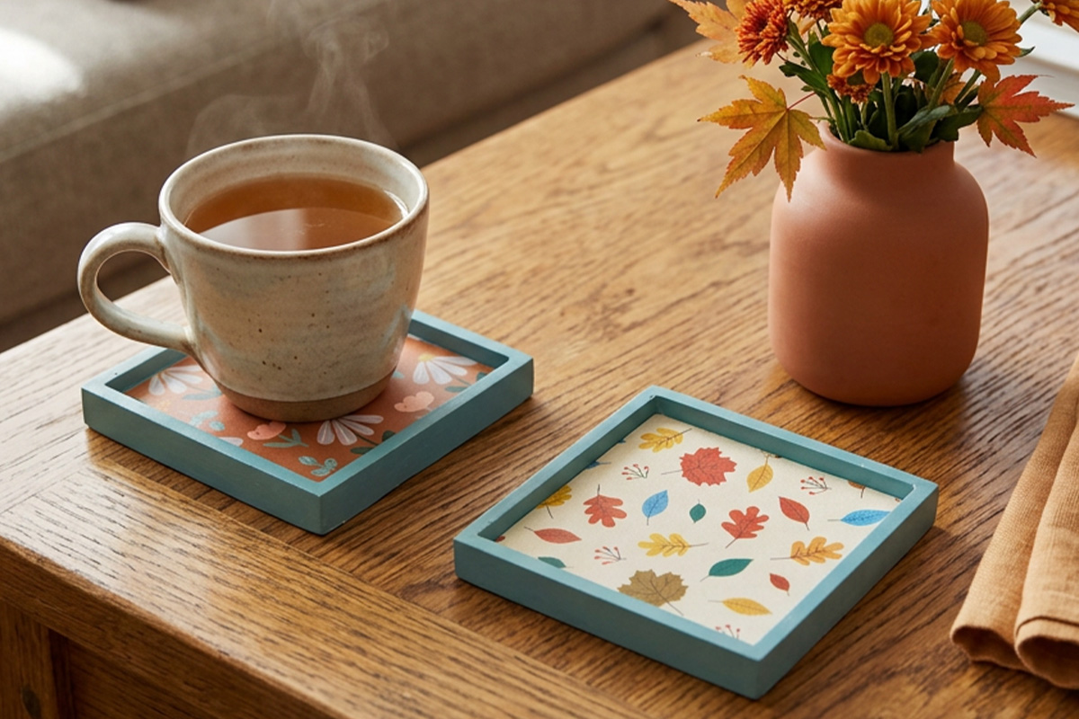 Close-up of a finished Jesmonite® coaster
