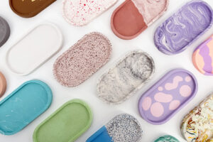 Jesmonite casts in a range of colours and effects